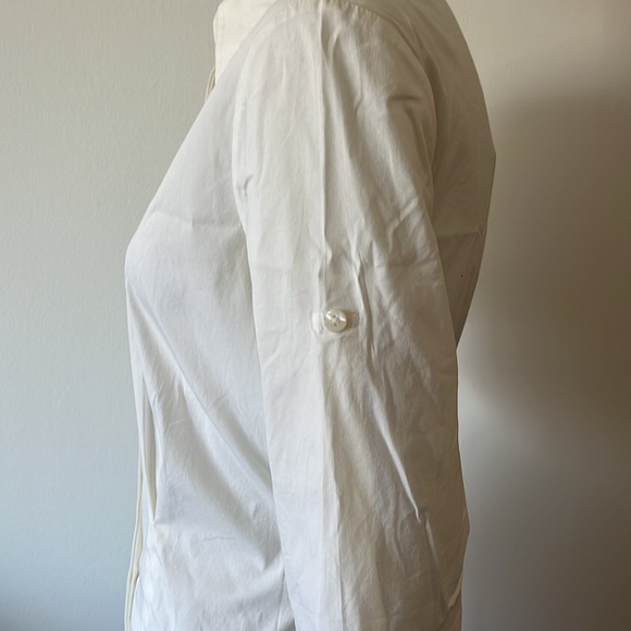 Lafayette 148 Button Down Short Sleeves Waist Tie Back Stretch Size 6 - Picture 5 of 12